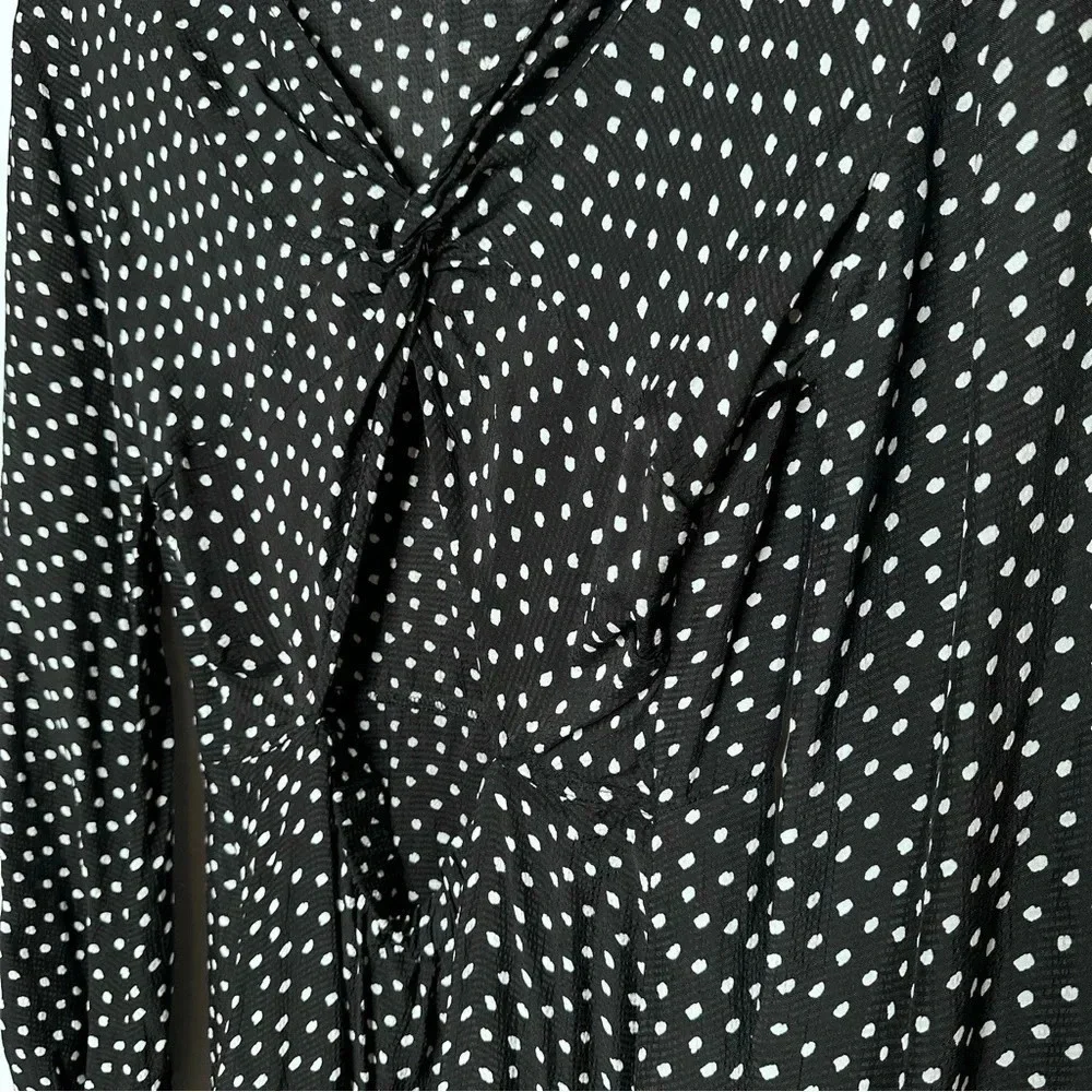 Anthropologie Black White Polka Dot Open Back Flowy Fit Flare Swing Dress